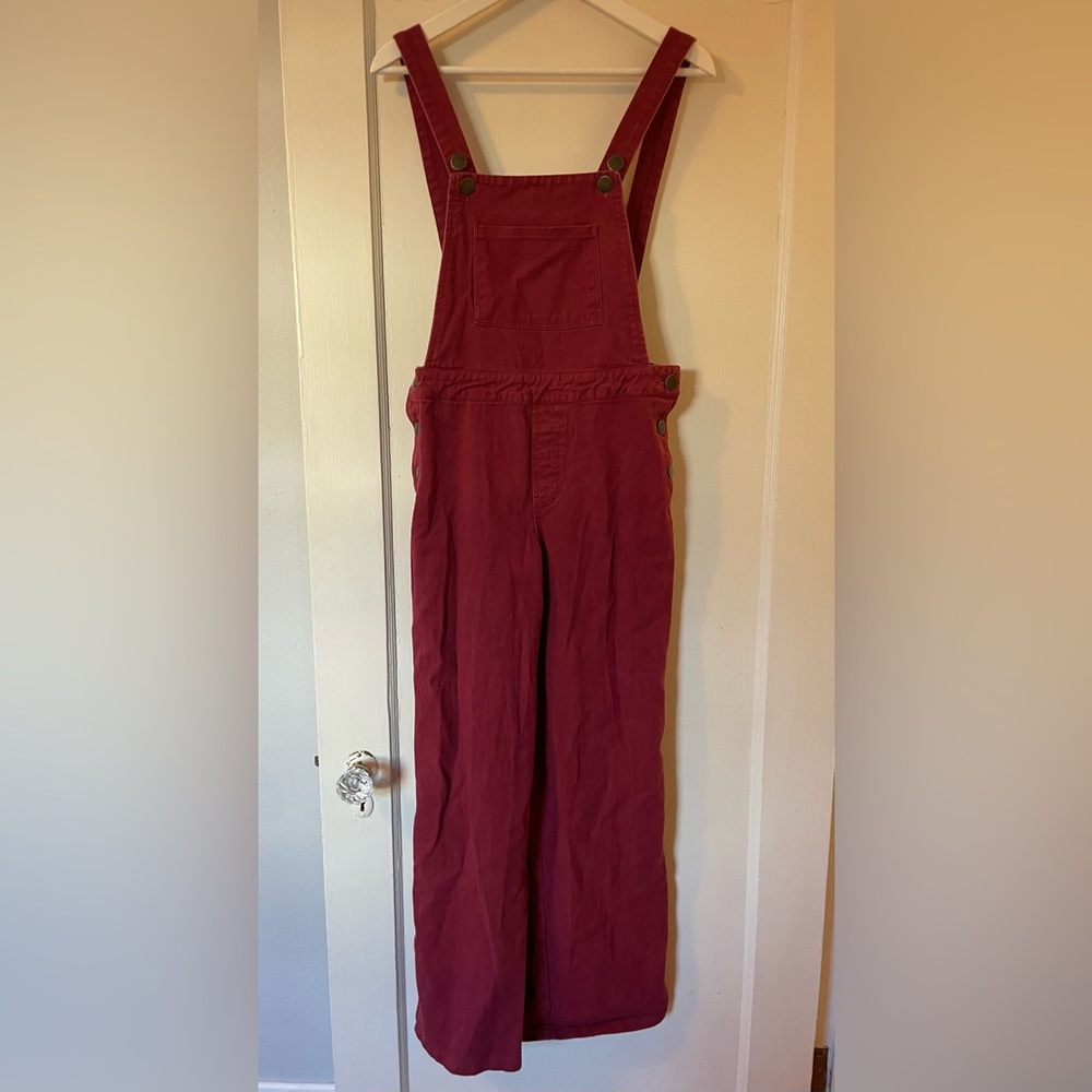 COPY - Forever 21 Wide Leg Denim Overalls - Red